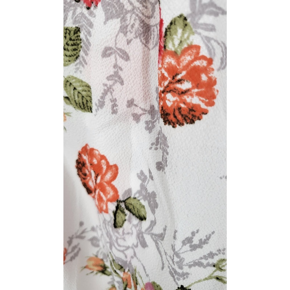 My Story Cream Floral V-Neck Lace up Blouse Women's L New NWT - Picture 4 of 8
